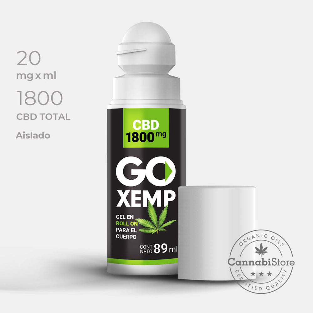 Frasco de Gel de CBD en Roll On utilizado por deportistas para el dolor del padel, tenis, futbol y mas.